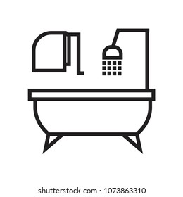 Bathroom icon. Bath with shower sign.