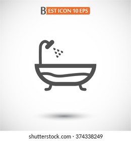 Bathroom icon. Bath with shower sign.