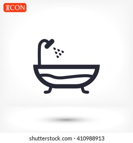 Bathroom icon. Bath with shower sign.