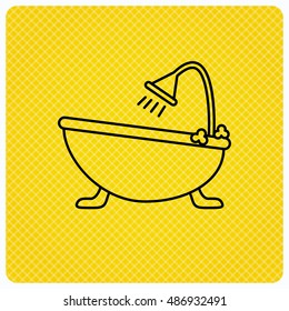 Bathroom icon. Bath with shower sign.