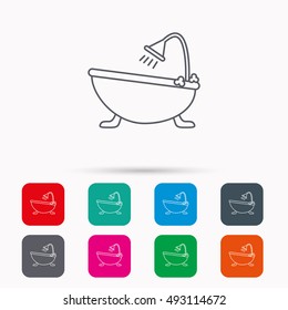 Bathroom icon. Bath with shower sign.
