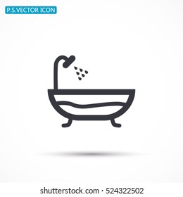 Bathroom icon. Bath with shower sign.