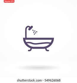 Bathroom icon. Bath with shower sign.