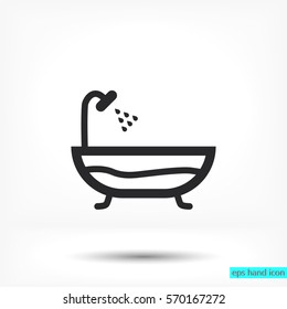 Bathroom icon. Bath with shower sign.