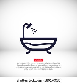 Bathroom icon. Bath with shower sign.