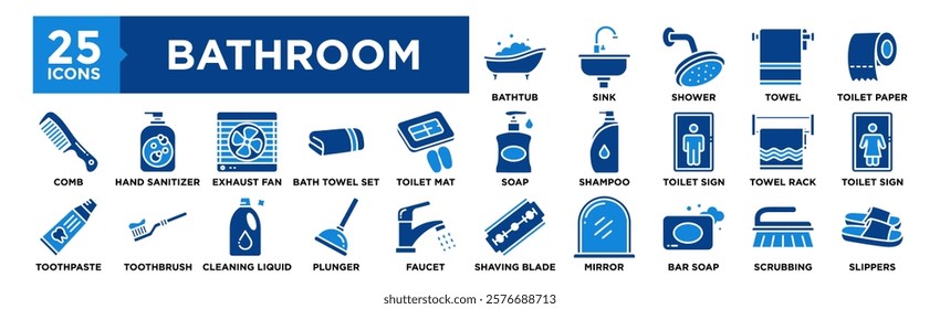 Bathroom icon collection set. Containing design interior, modern, design, home, bath, house, room	