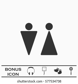 Bathroom icon flat. Black pictogram on white background. Vector illustration symbol and bonus button