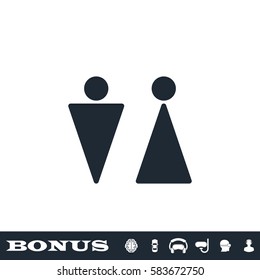 Bathroom icon flat. Black pictogram on white background. Vector illustration symbol and bonus button