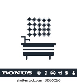 Bathroom icon flat. Black pictogram on white background. Vector illustration symbol and bonus button
