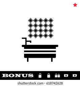 Bathroom icon flat. Black pictogram on white background. Vector illustration symbol and bonus button open and closed lock, folder, star