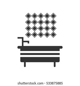 Bathroom icon flat. Illustration isolated on white background. Vector grey sign symbol