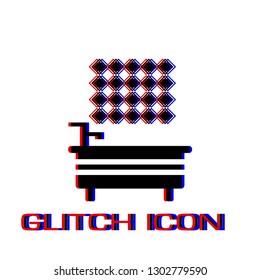 Bathroom icon flat. Simple pictogram - Glitch effect. Vector illustration symbol