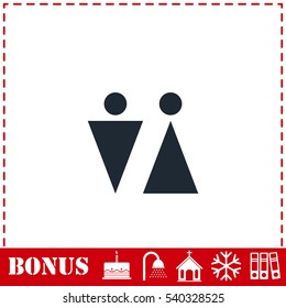 Bathroom icon flat. Simple vector symbol and bonus icon