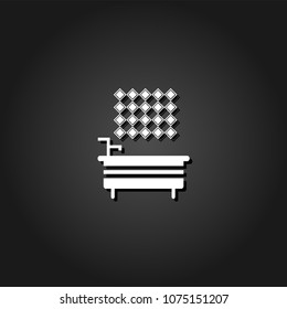 Bathroom icon flat. Simple White pictogram on black background with shadow. Vector illustration symbol