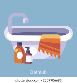 Bathroom icon in flat style. Bathtub vector illustration on isolated background. Bathtub signboard business concept