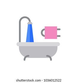 Bathroom icon flat symbol. Isolated vector illustration of  icon sign concept for your web site mobile app logo UI design.