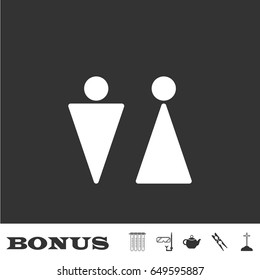 Bathroom icon flat. White pictogram on black background. Vector illustration symbol and bonus icons