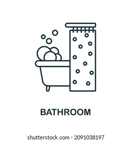 Badezimmer-Symbol. Zeilenelement aus der Badezimmersammlung. Lineares Badezimmer Symbol für Webdesign, Infografiken und mehr.