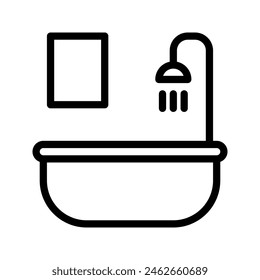 bathroom icon. with mirror and shower outline design. Vector Illustrations.