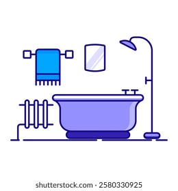 Bathroom Icon, Modern Bath Space, Home Hygiene and Sanitation Symbol