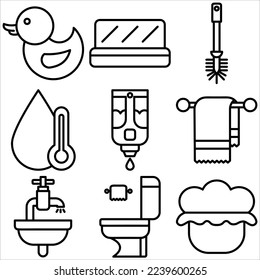 Estilo de contorno del icono del cuarto de baño cuarta parte
