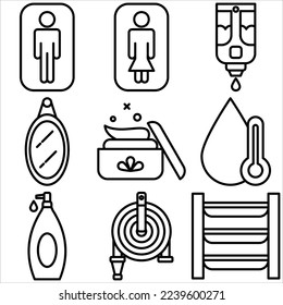 Bathroom icon outline style part two