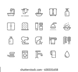 Bathroom icon. Outline vector set 48x48 Pixel Perfect.