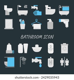 bathroom icon set color line style