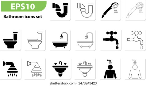 Bathroom icon set eps 10