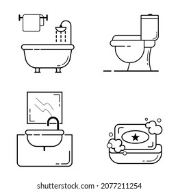 bathroom icon set, icon of bathroom isolated design.