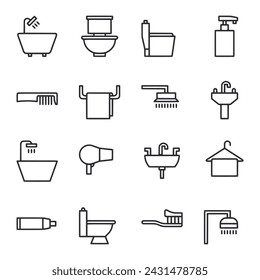 Bathroom icon set isolated on white