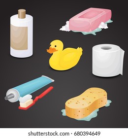 Bathroom icon set isolated on white background. Vector art.