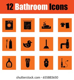 Bathroom icon set. Orange design. Vector illustration.