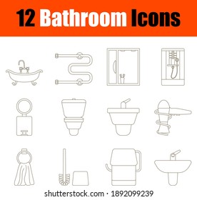 Bathroom Icon Set. Thin Editable Stroke Line Without Filling Design. Vector Illustration.