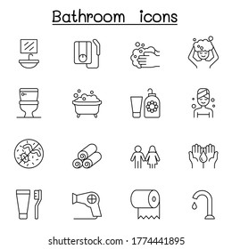 bathroom icon set in thin line style