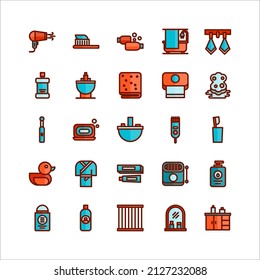 Bathroom icon set vector flat line for website, mobile app, presentation, social media.