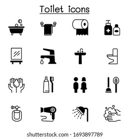 Icono de baño conjunto ilustración vectorial diseño gráfico