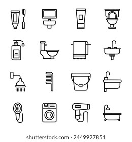 Conjunto de iconos de baño Ilustración vectorial