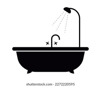 Silueta de icono del cuarto de baño. Imagen aislada de fondo blanco. Vector
