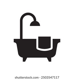 Bathroom icon in solid style. Vector illustration.