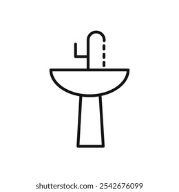 Icono de baño Arte de línea delgada aislado