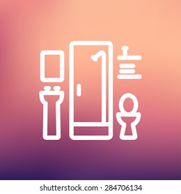 Bathroom icon thin line for web and mobile, modern minimalistic flat design. Vector white icon on gradient mesh background.