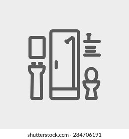 Bathroom icon thin line for web and mobile, modern minimalistic flat design. Vector dark grey icon on light grey background.
