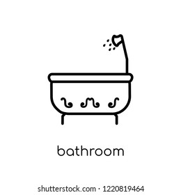 bathroom icon. Trendy modern flat linear vector bathroom icon on white background from thin line collection, outline vector illustration
