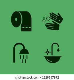 bathroom icon. bathroom vector icons set sink, wash hands, shower and toilet paper