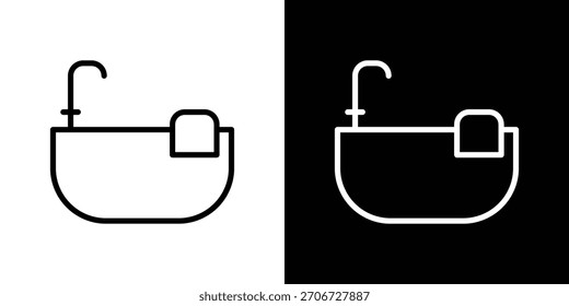 Badezimmer-Symbol. Lineares Vektorsymbol einzeln auf Schwarz-Weiß