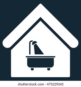 Bathroom icon. Vector style is flat iconic symbol, white color, dark blue background.