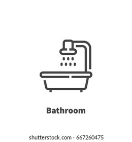 Bathroom icon, vector symbol in line style isolated on white background. Editable stroke 48x48 pixel perfect.