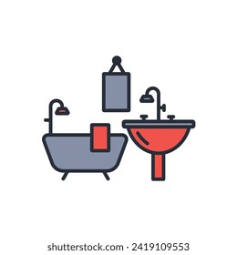 bathroom icon. vector.Editable stroke.linear style sign for use web design,logo.Symbol illustration.