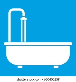 Bathroom icon white isolated on blue background vector illustration